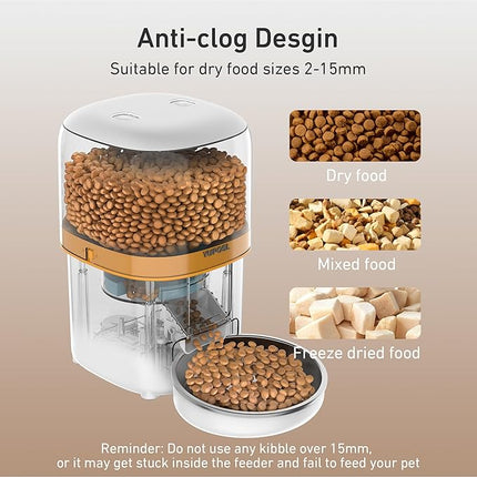Automatic Cat Feeders - 3L Cat Food Dispenser Easy to Use, Timed Automatic Pet Feeder with Over 180-day Battery Life, 1-6 Meals Dry Food Programmable Portion Control Also for Dogs