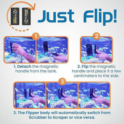 FL!PPER Flipper Magnetic Aquarium Glass Cleaner & Fish Tank Accessories | Effortless Algae Remover for Fish Tank (Max)