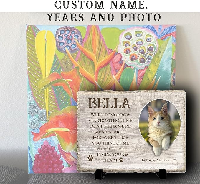 Personalized Pet Memorial Stone, Custom Dog Memorial Gifts for Loss of Dog with Photo Name Date, Dog Remembrance Gift, Loss of Dog Sympathy Gift for Dog Cat Lovers (Quote 11)