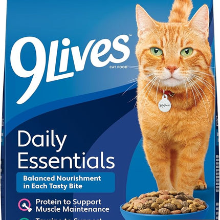 9Lives Daily Essentials Dry Cat Food for Adult Cats with Chicken, Beef & Salmon Flavors, 3.15 lb. Bag (Pack of 4)
