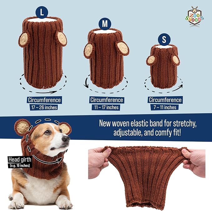 Zoo Snoods Pumpkin Dog Costume - Warm Crochet Snood Wrap for Pets, Neck Ear Cover Protection, Halloween Winter (Medium)