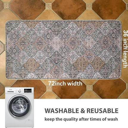 nunubaby Washable Pee Pads for Dogs, Stylish, Non-Slip and Leak-Proof Pee Pads. Reusable Potty Pads for Dogs for Crates and Floors.(Brown/Multi, 36" x72" )