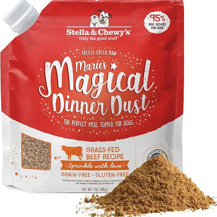 Stella & Chewy's Freeze-Dried Raw Marie’s Magical Dinner Dust - - Premium Beef Dog Food Topper with Organic Fruits & Vegetables - Perfect for Picky Eaters - 7oz