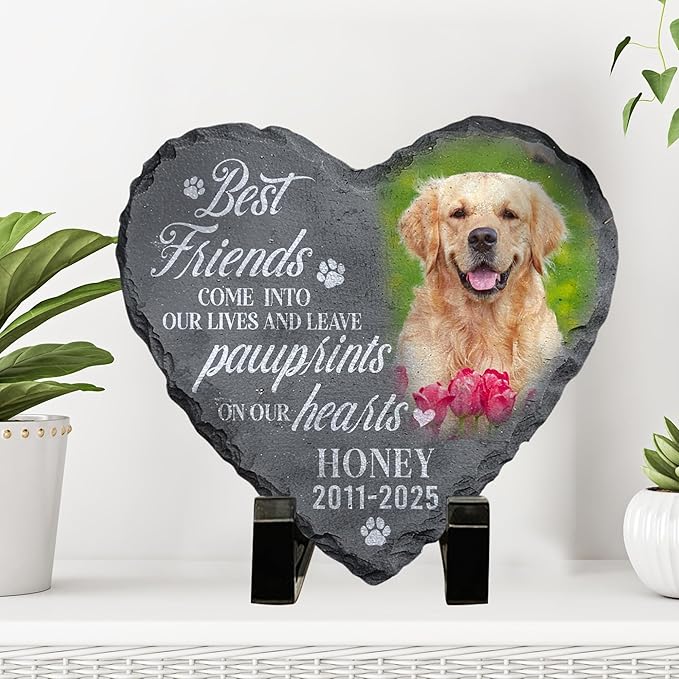 Personalized Dog Memorial Gifts for Loss of Dog, Custom Pet Memorial Stone with Photo Name Date, Stones for Dogs, Gift for Cat Lovers, Bereavement Sympathy Gift for Pet Lover, Quote 2