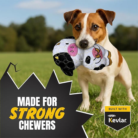 Bite Force -Durable & Strong Dog Toy Cow with Squeaker, Kevlar-Reinforced for Aggressive Chewers for Small Medium Large Dogs - Green.