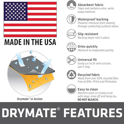 Drymate Premium Dog Crate Mat Liner, Absorbent, Waterproof, Non-Slip, Washable Puppy Pee Pad for Kennel Training - Use Under Pet Cage to Protect Floors, Cut to Fit Design (USA Made) (Dgrey)(30”x45”)