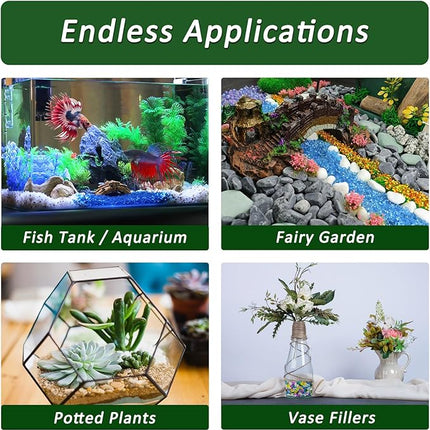 BXI 2.2 Lbs Small Aquarium Substrate Gravel Sand, Polished Smooth Fish Tank Gravel, Colorfast Uncoated Vibrant Blue Sea Glass, Decorative Stones for Vase Fillers, Fairy Garden, Potted Plants