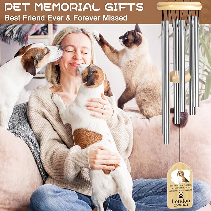 Personalized Pet Memorial Gifts, Pet Memorial Wind Chime, Dog Memorial Gifts, Cat Memorial Gifts, Pet Loss Gifts, Pet Loss Sympathy Gift, Dog Bereavement Gift, Dog Remembrance Gift - Loved Heart