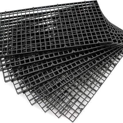 Aquarium Fish Tank Bottom Isolation 8 Pcs, Plastic Egg Crate Grid Divider Tray Egg (S 8pcs Black)