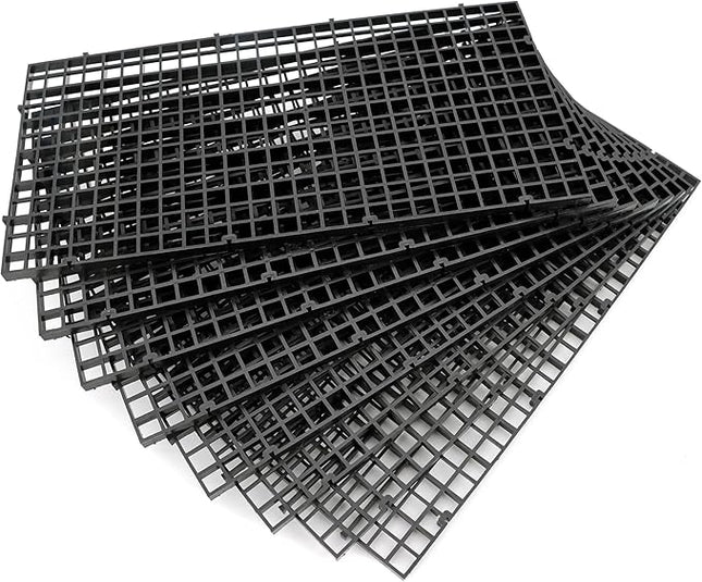 Aquarium Fish Tank Bottom Isolation 8 Pcs, Plastic Egg Crate Grid Divider Tray Egg (S 8pcs Black)