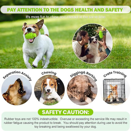 PIFFZEDO Dog Toys for Aggressive Chewers,Interactive Natural Rubber Chew & Squeaky Toy for Medium Breed Only(Not for Small Dog),Dog Toothbrush,Tough & Durable (Green,Medium)