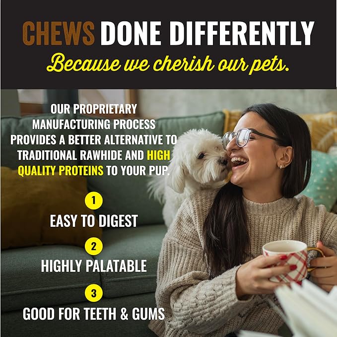 etta says! Premium Crunchy 7" Buffalo Dog Chews - Grain-Free Dog Treats, Good for Teeth, Easy to Digest - Made in The USA (20 Count Pack of 1)