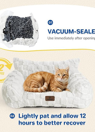 Cat Bed Cat Couch for Puppy and Kitten, Fluffy Pet Sofas Medium Dog Sofa Bed, Supportive Cats Sofa for Indoor Cats, Washable Cover & Non-Slip, 32 inch, Blue