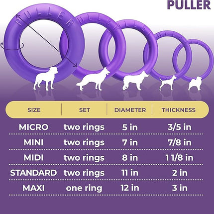 Dog Toy - Interactive Small Midi Dog Puppies Training - Fetch Toy - Dental Healthy - Dog Toys Set 2 Rings by Puller Mini Plus - Size 7 inches