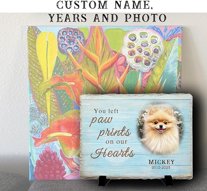 Personalized Pet Memorial Stone, Custom Dog Memorial Gifts for Loss of Dog with Photo Name Date, Dog Remembrance Gift, Loss of Dog Sympathy Gift for Dog Cat Lovers (Quote 7)