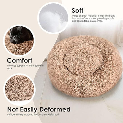 Extra Large Dog Beds, 36 Inch Human Dog Anxiety Relief Comfort Bed, Indestructible & Chew Proof Pet Beds (Camel)