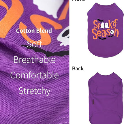 Fitwarm Halloween Spooky Season Dog Shirt, Funny Dog Clothes for Small Dogs Boy Girl, Holiday Doggy Tank Top, Pet Outfit, Purple, Orange, XS