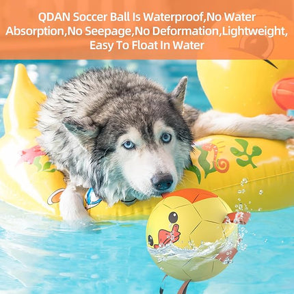 QDAN Dog Toys Soccer Ball with Straps, Interactive Dogs Toys for Tug of War, Puppy Birthday Gifts, Dogs Tug Toy, Dog Water Toy, Durable Dog Balls for Medium & Large Dog - Duck（8 Inch）