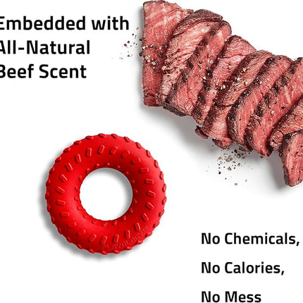 Playology Dog Toys | Dual Layer Ring Durable Chew Toy for Aggressive Chewers | Jumbo Beef Scented Toy - Easy to Clean and Made from Non Toxic Materials