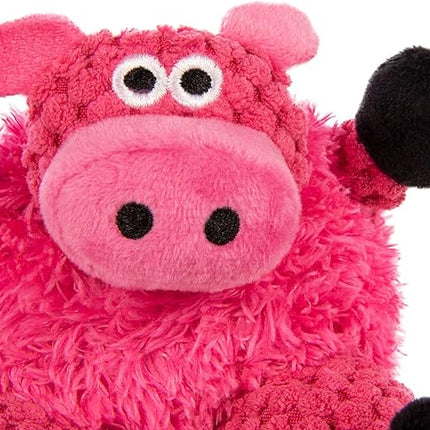 goDog Checkers Just for Me Sitting Pig Squeaky Plush Dog Toy, Chew Guard Technology - Pink, Mini