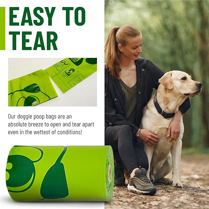 Dog Poop Bags – Extra Strong, Leak-Proof, Unscented, 360 Count (24 Rolls), 9x13 Inches, Corn Starch-Based