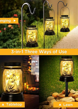 Capybara Gifts for Women/Men Capybara Solar Lanterns Mom Grandma Birthday Present Lantern Memorial Lights Solar Garden Decoration Outside for Yard, Patio,Backyard,Porch Torches