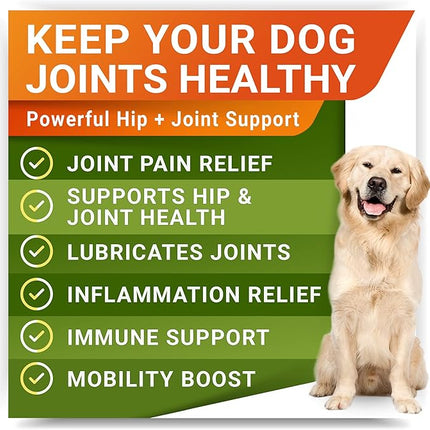 Large Breed Hemp + Glucosamine Dog Joint Supplement - Hemp Chews for Dogs Hip Joint Pain Relief - Omega 3, Chondroitin, MSM - Advanced Mobility Hemp Oil Treats for Large Dogs - Made in USA - 240 Ct