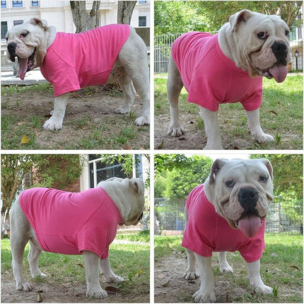 Lovelonglong Bulldog Clothes Dog Clothing Blank T-Shirt Tee Shirts for French Bulldog English Bulldog American Pit Bull Pugs 100% Cotton Skin Care Rose-red B-L
