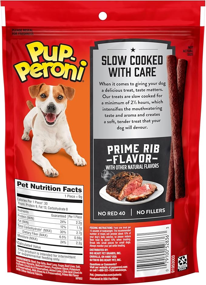 Pup-Peroni Dog Treats, Prime Rib Flavor, 5.6 Ounce (Pack of 8), Made with Real Steak