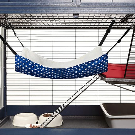 Jetec 2 Pieces Reversible Cat Hanging Hammock Soft Breathable Pet Cage Hammock with Adjustable Straps and Metal Hooks Double Sided Hanging Bed for Small Dogs Rabbits(Pentagram,M)