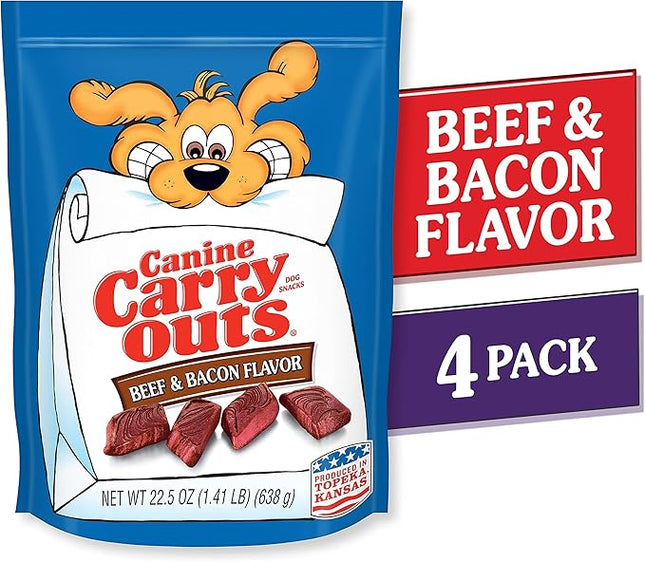 Canine Carry Outs Dog Treats, Beef & Bacon Flavor, 22.5 Ounce (Pack of 4)