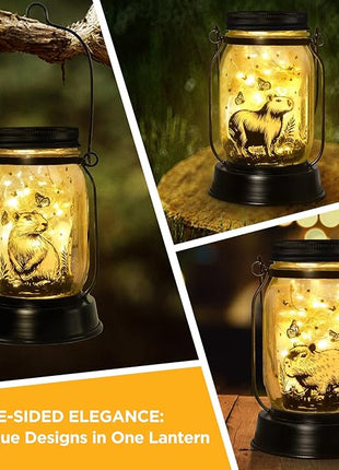 Capybara Gifts for Women/Men Capybara Solar Lanterns Mom Grandma Birthday Present Lantern Memorial Lights Solar Garden Decoration Outside for Yard, Patio,Backyard,Porch Torches