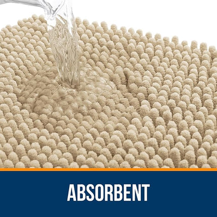 OLANLY Bathroom Rugs 50x30, Extra Soft Absorbent Chenille Bath Rugs, Rubber Backing Quick Dry, Machine Washable Bath Mats for Bathroom Floor, Tub and Shower, Home Decor Accessories, Beige