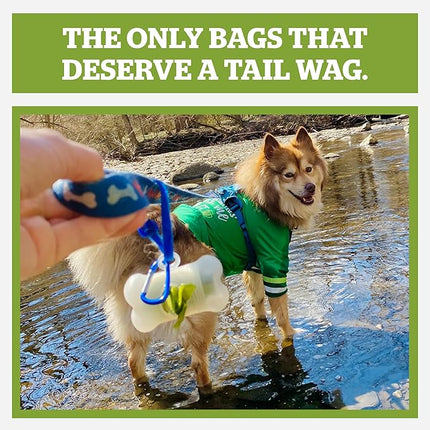 Pogi’s Dog Poop Bag Dispenser – Holder with Metal Carabiner for Leashes, Includes 15 Fresh Scented Bags