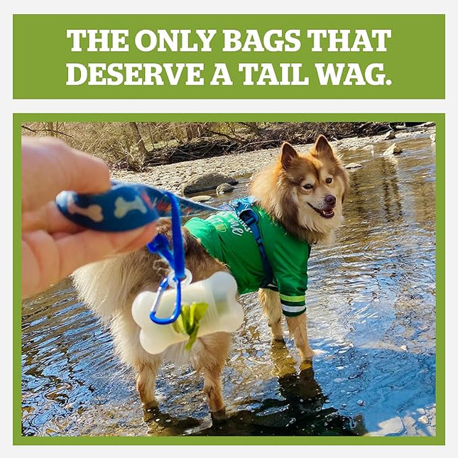 Pogi’s Dog Poop Bag Dispenser – Holder with Metal Carabiner for Leashes, Includes 15 Fresh Scented Bags