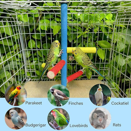 Bird Perch Stand Toy Parrot Multi Branch Paw Grinding Stick Cage Accessories Playground Exercise Toys for Parakeet Cockatiel Conures Lovebird Finch