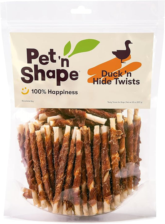 Pet 'n Shape Hide Twists – Duck Wrapped Rawhide Dog Treats - Small Twist - 2 Pounds
