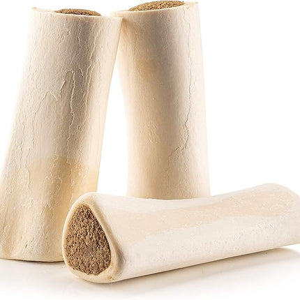 Jack&Pup 5-6" Filled Dog Bones for Large Dogs, Flavored Shin Dog Bones Long Lasting, Stuffed Bone for Dogs, High Protein, Peanut Butter Flavor - 3 Pack