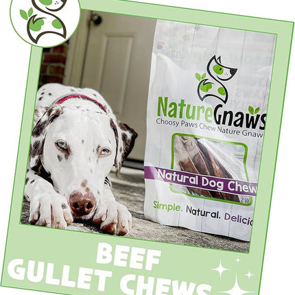 Nature Gnaws Beef Gullet Chews for Large Dogs 9-10" (20 Count) - Natural Beef Jerky Stick Dog Chew Treats - Rawhide Free