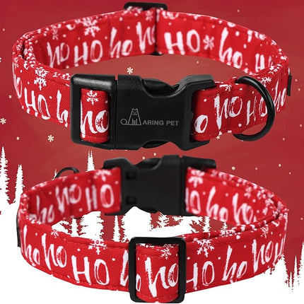 ARING PET Christmas Dog Collar Cute Red Snowflakes Dog Collar, Adjustable Cotton Christmas Dog Collars Puppy Collar for Small Medium Large Dogs