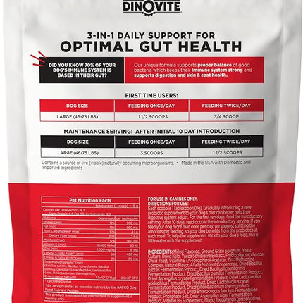 Dinovite Probiotic Supplement for Dogs - Omega 3 - Hot Spot Relief - Skin & Coat Supplement - 30 Day Supply (30 Day Supply, Large Dogs (45+ lbs))