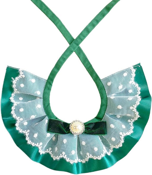 2PCS Christmas Dog Cat Collar Green Velvet Bow Pet Bib Cute Scarfs Necklace Neck Strap for Pet Costume Supplies