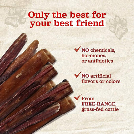 Natural Farm Power Bully Sticks Dog Chews (6”, 5-Pack), 2-in-1 Power Chews: Premium Beef Cheek Wrapped in Beef Pizzle, Long-Lasting, Great Dog Dental Treats Fro Small, Medium & Large Dogs