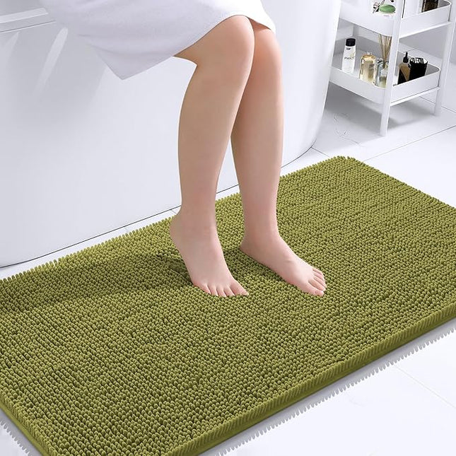 OLANLY Bathroom Rugs 44x24, Extra Soft Absorbent Chenille Bath Rugs, Rubber Backing Quick Dry, Machine Washable Bath Mats for Bathroom Floor, Tub and Shower, Home Decor Accessories, Willow Green