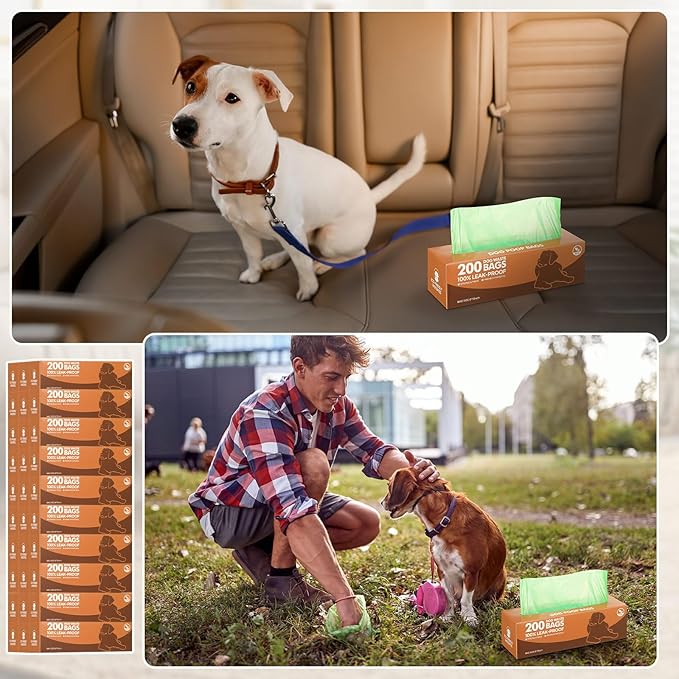 Sherr 50 Rolls Dog Waste Bags 10000 Count Dog Trash Bags Leak Proof Pet Doggie Poop Roll Waste Thick Plastic Bag for Home Park Outdoor Travel Pet Supplies(Dark Green)