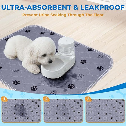 Fostanfly Reusable Puppy Pads, 2 Pack 18"x 24" Washable Pee Pads for Dogs, Absorbent and Leakproof Wee Wee Mat, Waterproof Non Slip Training Mats for Potty, Crate, Playpen, Bed, Sofa