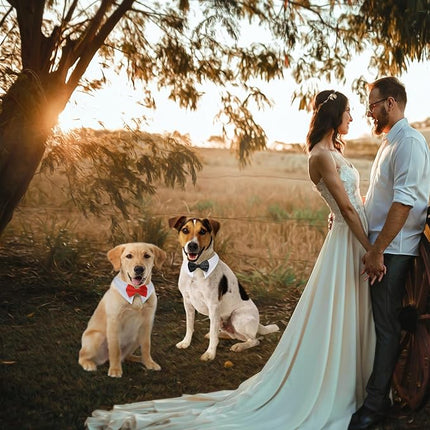 Dog Bowtie, KOOLMOX Dog Bow Tie Handcrafted Adjustable Formal Pet Red Bowtie Collar Neck Bow for Dogs Medium to Large Boy Tuxedo Collar Pet Wedding Birthday Gift