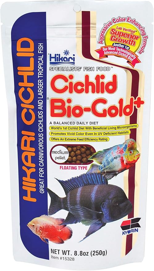 Hikari 8.8-Ounce Cichlid Bio-Gold and Floating Pellets, Medium