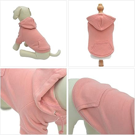 Lovelonglong Blank Basic Hoodie Sweatshirt for Dogs 100% Cotton Fits Small Medium Dachshund Large Dog Lotus-Pink L