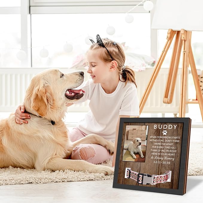Customized Dog Memorial Gifts for Loss of Dog, Pet Memorial Gifts for Dogs, in Memory of Dog,Pet Sympathy Gifts for Dogs, Pet Memorial Gifts Cat, Dog Memorial Collar Frame, Pet Loss Gifts